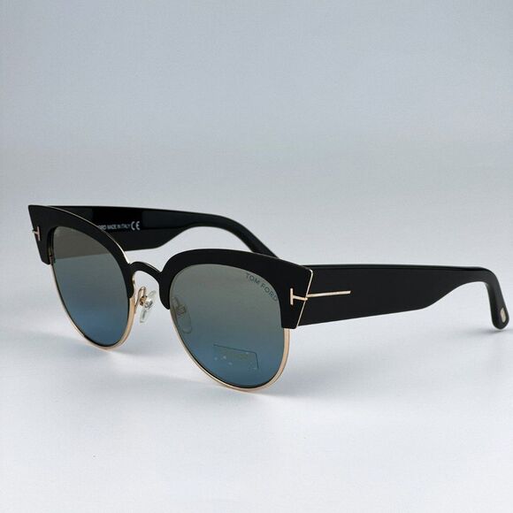 NEW Tom Ford FT0607/S ALEXANDRA 05X Black Blue Mirrored Cat Eye Women Sunglasses - Picture 4 of 13